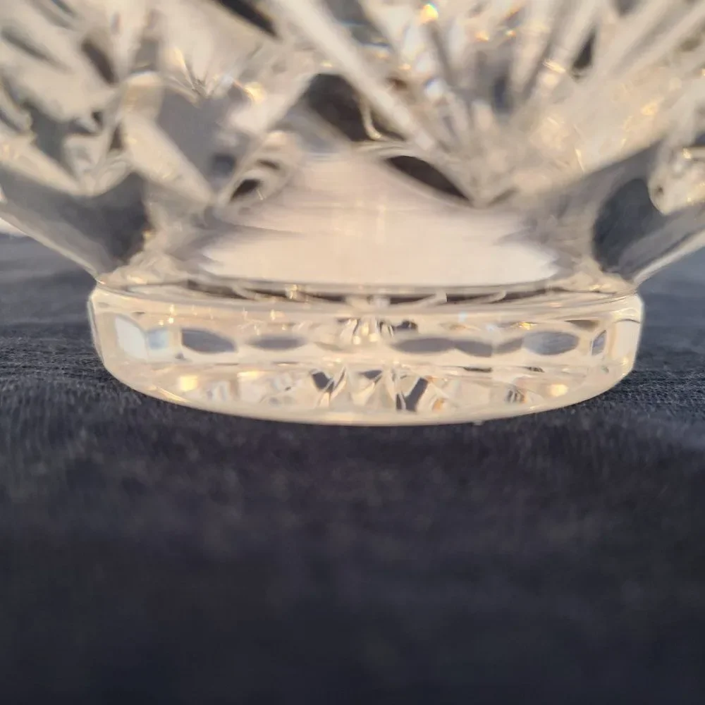 Rovelli Heavy Lead Cut Crystal Rose Potpourri Candy Bowl Vase Vintage Poland